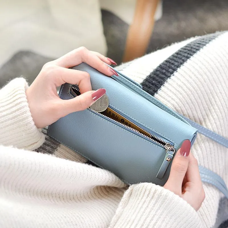 New Women Casual Wallet Brand Cell Phone Wallet Big Card Holders Wallet Handbag Purse Clutch Messenger Shoulder Straps Bag