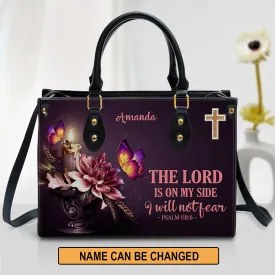 Personalized Flower I Will Not Fear Leather Bag - Christian Pu Leather Bags For Women