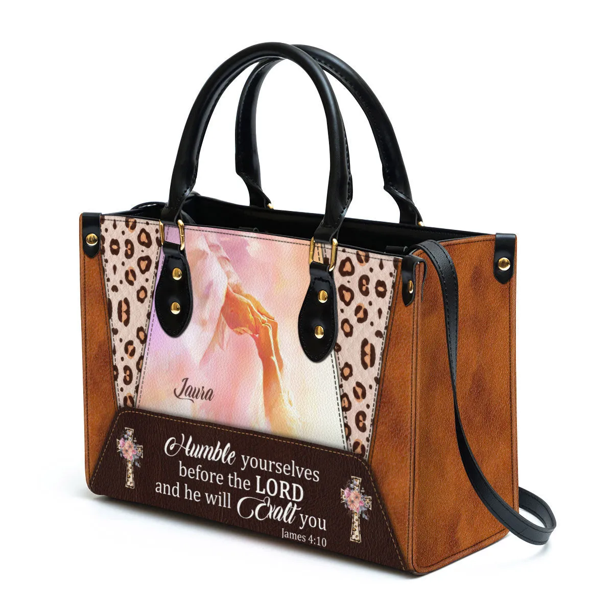 Personalized Humble Yourselves Before The Lord And He Will Exalt You Leather Bag - Christian Pu Leather Bags For Women