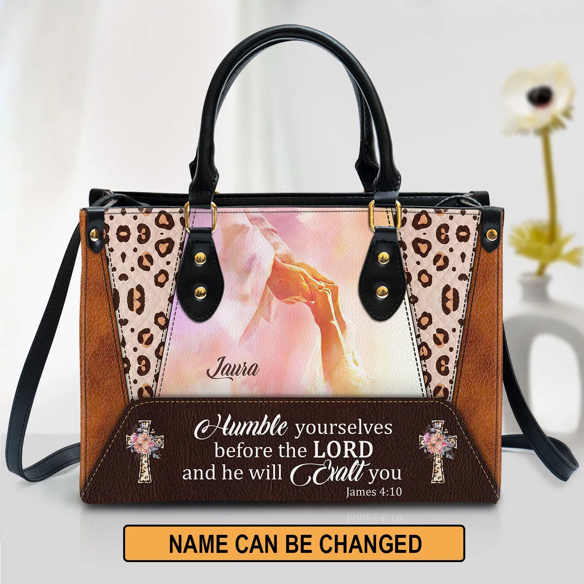 Personalized Humble Yourselves Before The Lord And He Will Exalt You Leather Bag - Christian Pu Leather Bags For Women