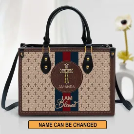 Personalized I Am Blessed Leather Bag - Christian Pu Leather Bags For Women