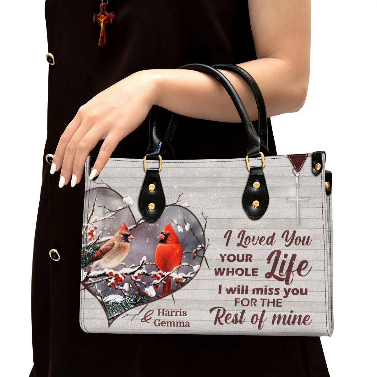 Personalized I Will Miss You For The Rest Of Mine Leather Bag - Christian Pu Leather Bags For Women