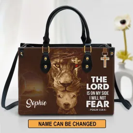 Personalized Lion Leather Bag The Lord Is On My Side - Women Pu Leather Bag - Christian Gifts For Women