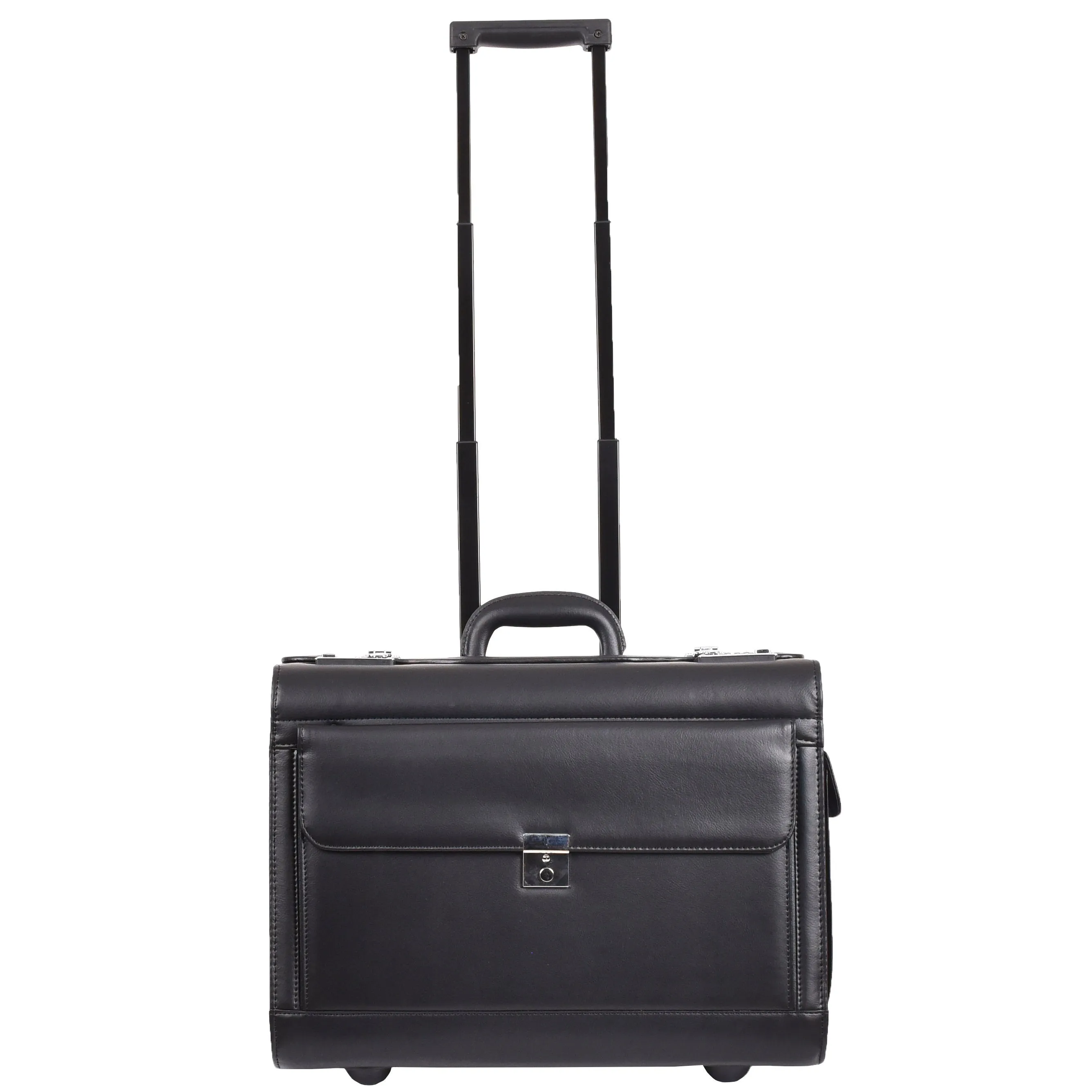 Pilot Case on Wheels Faux Leather Large Business Briefcase Luxor Black