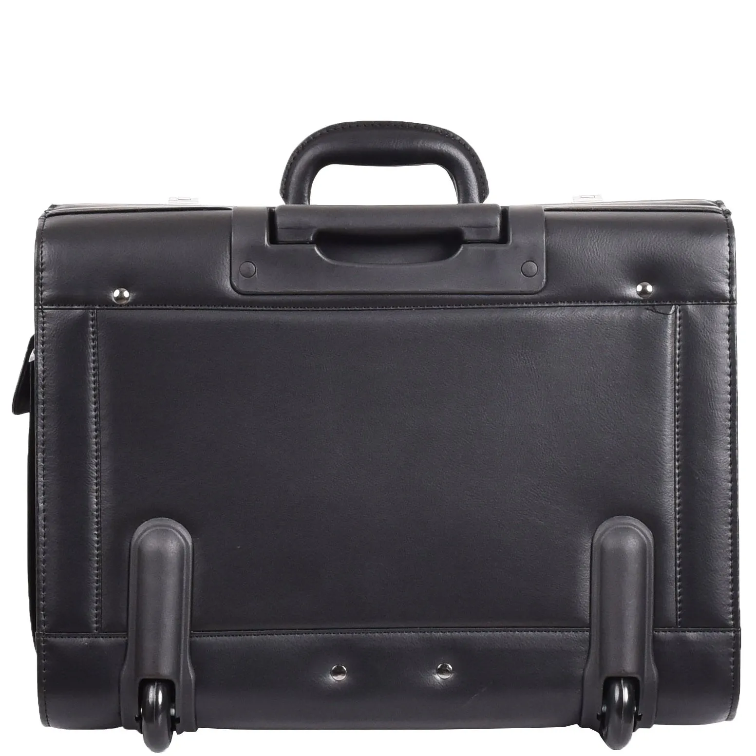 Pilot Case on Wheels Faux Leather Large Business Briefcase Luxor Black