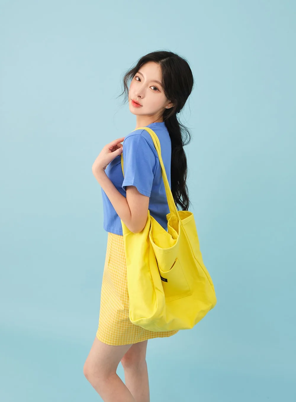 Pocketed Colorful Tote Bag BJ03