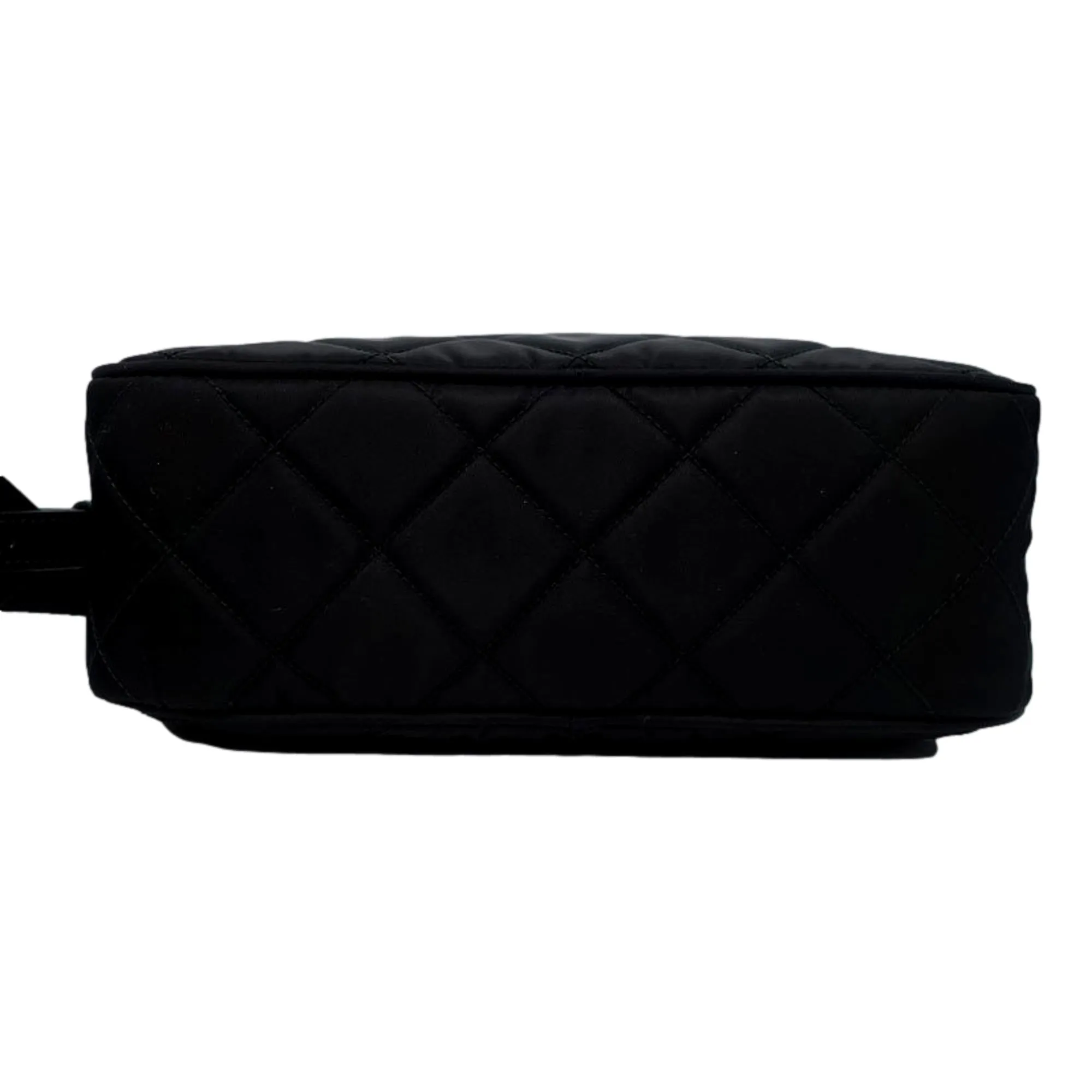 Prada Tessuto Black Quilted Nylon Triangle Logo Camera Crossbody Bag