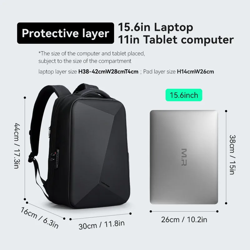 Protector II: Upgrade Diamond-cut Design Hard shell Waterproof Multifunctional  Laptop Backpack