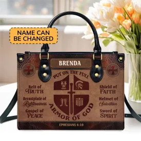 Put On The Full Armor Of God Personalized Leather Handbag - Custom Name Leather Handbags For Women