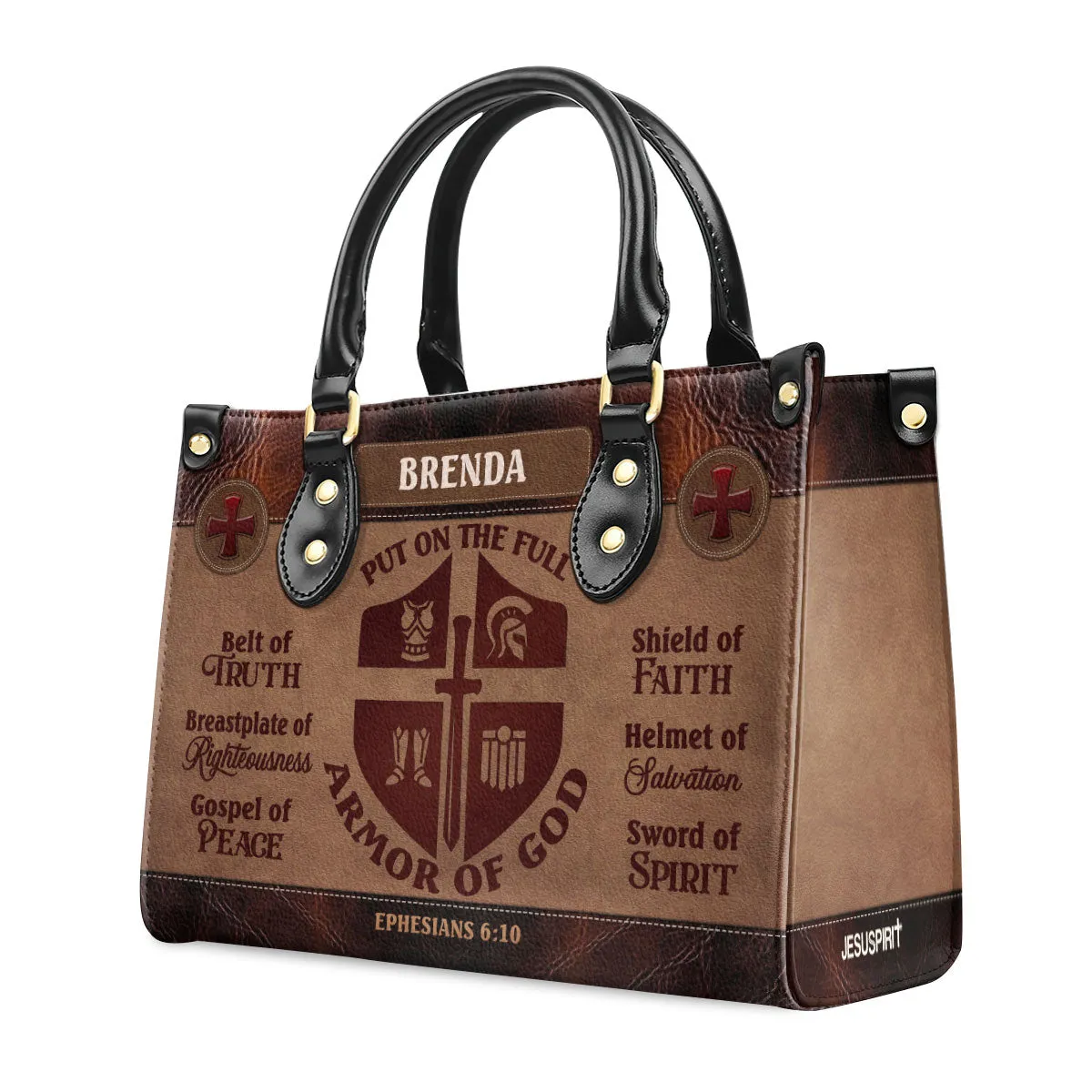 Put On The Full Armor Of God Personalized Leather Handbag - Custom Name Leather Handbags For Women