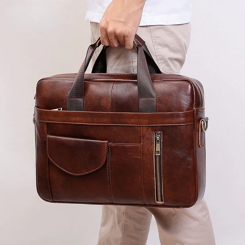 Retro Handmade Leather 15.6" Business Laptop Bag 8008