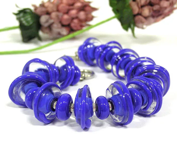 Royal Cobalt Sapphire Blue Glass Beaded Bracelet