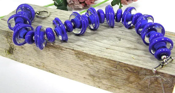 Royal Cobalt Sapphire Blue Glass Beaded Bracelet