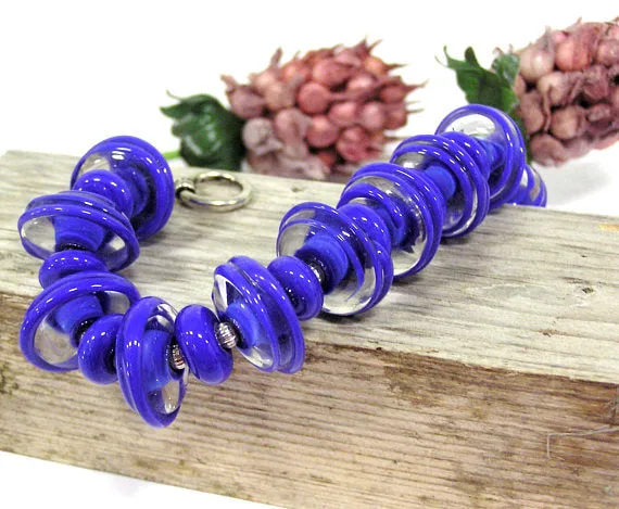 Royal Cobalt Sapphire Blue Glass Beaded Bracelet