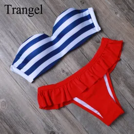 Sexy Ladies Bandeau Bikini Bathing suit Swimsuit Push Up Padded Striped Bikini Set Brazilian Biquini Beachwear