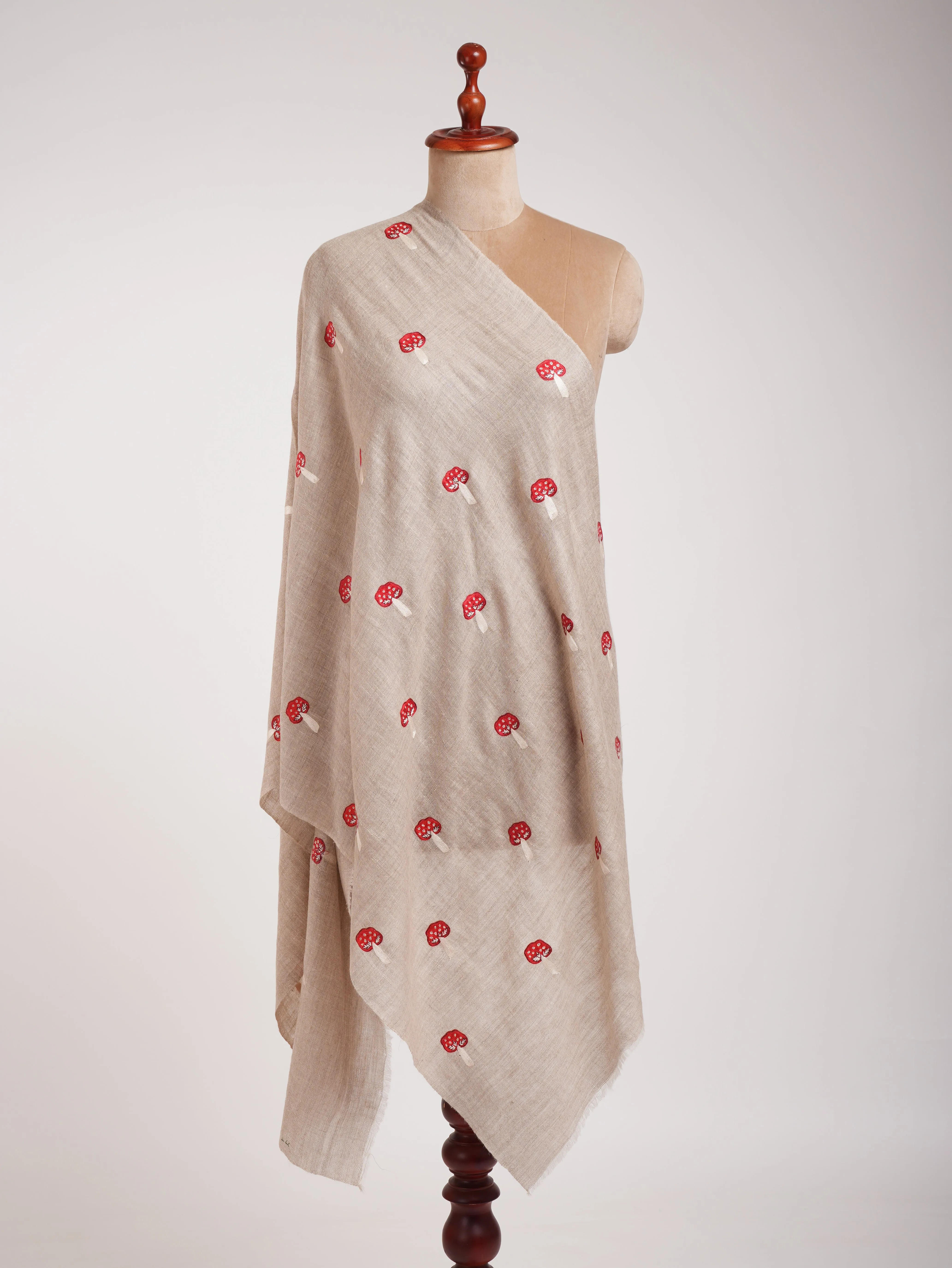 Small Mushrooms Cashmere Scarf - SHERIDAN