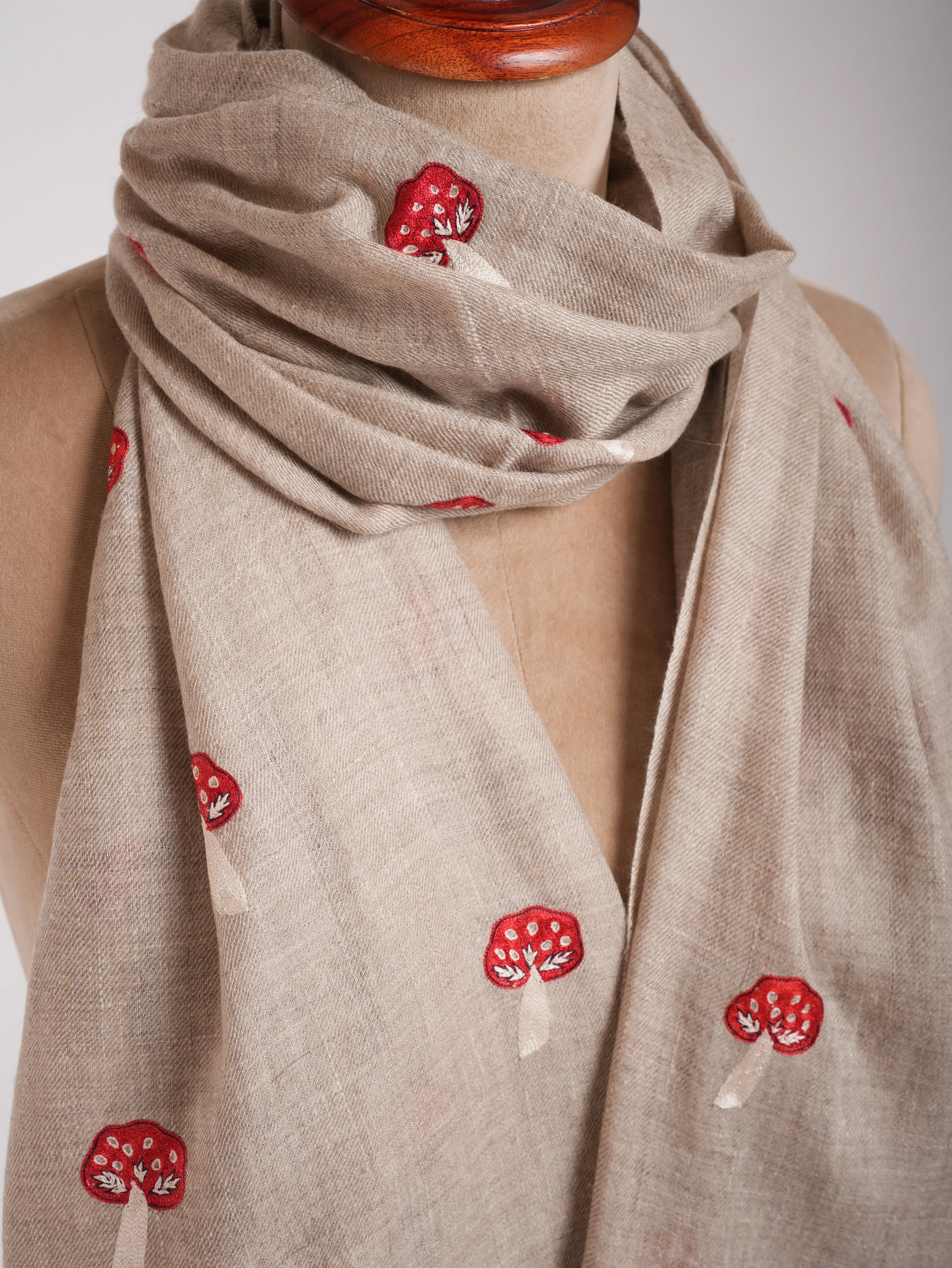 Small Mushrooms Cashmere Scarf - SHERIDAN