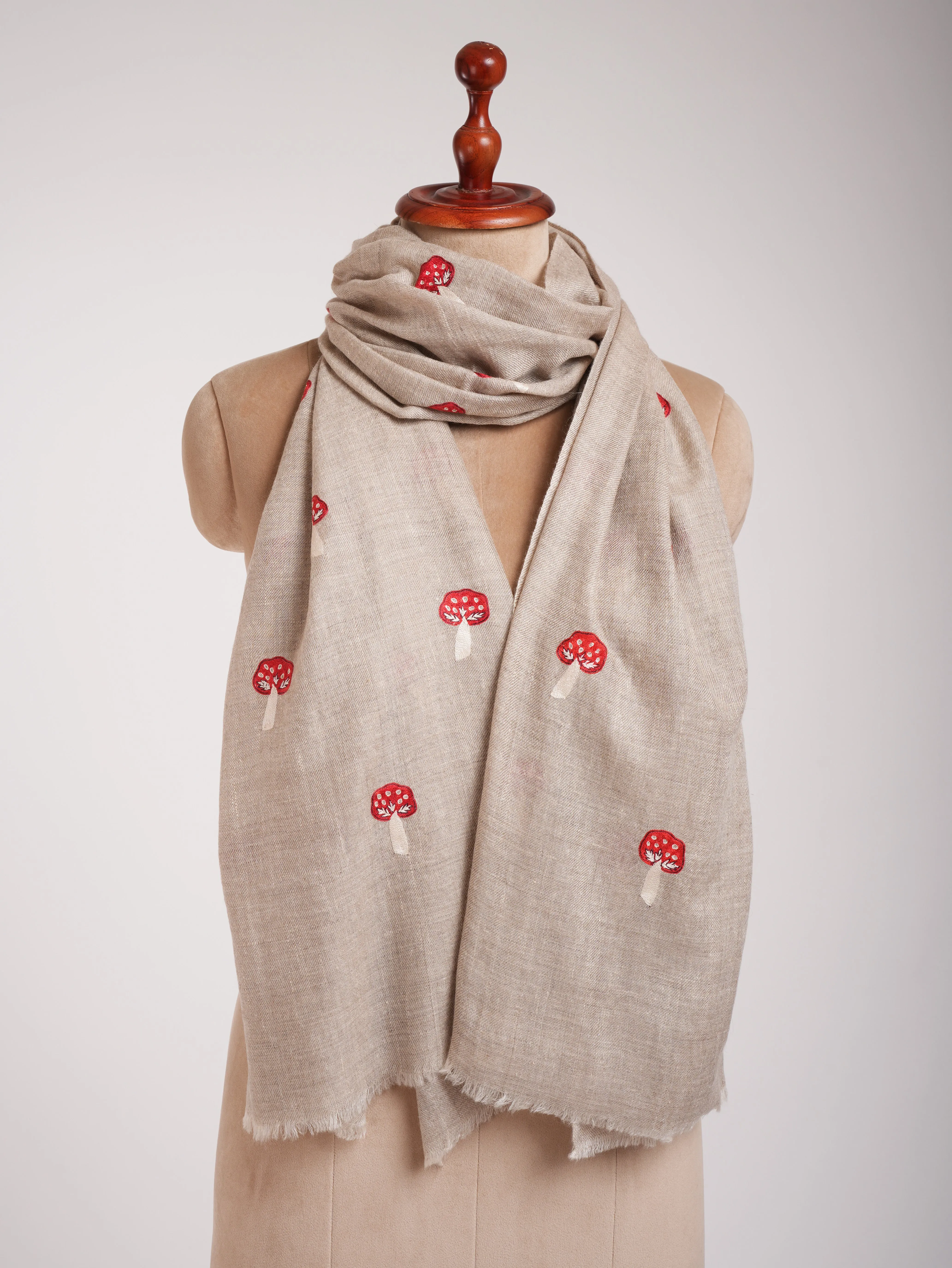 Small Mushrooms Cashmere Scarf - SHERIDAN