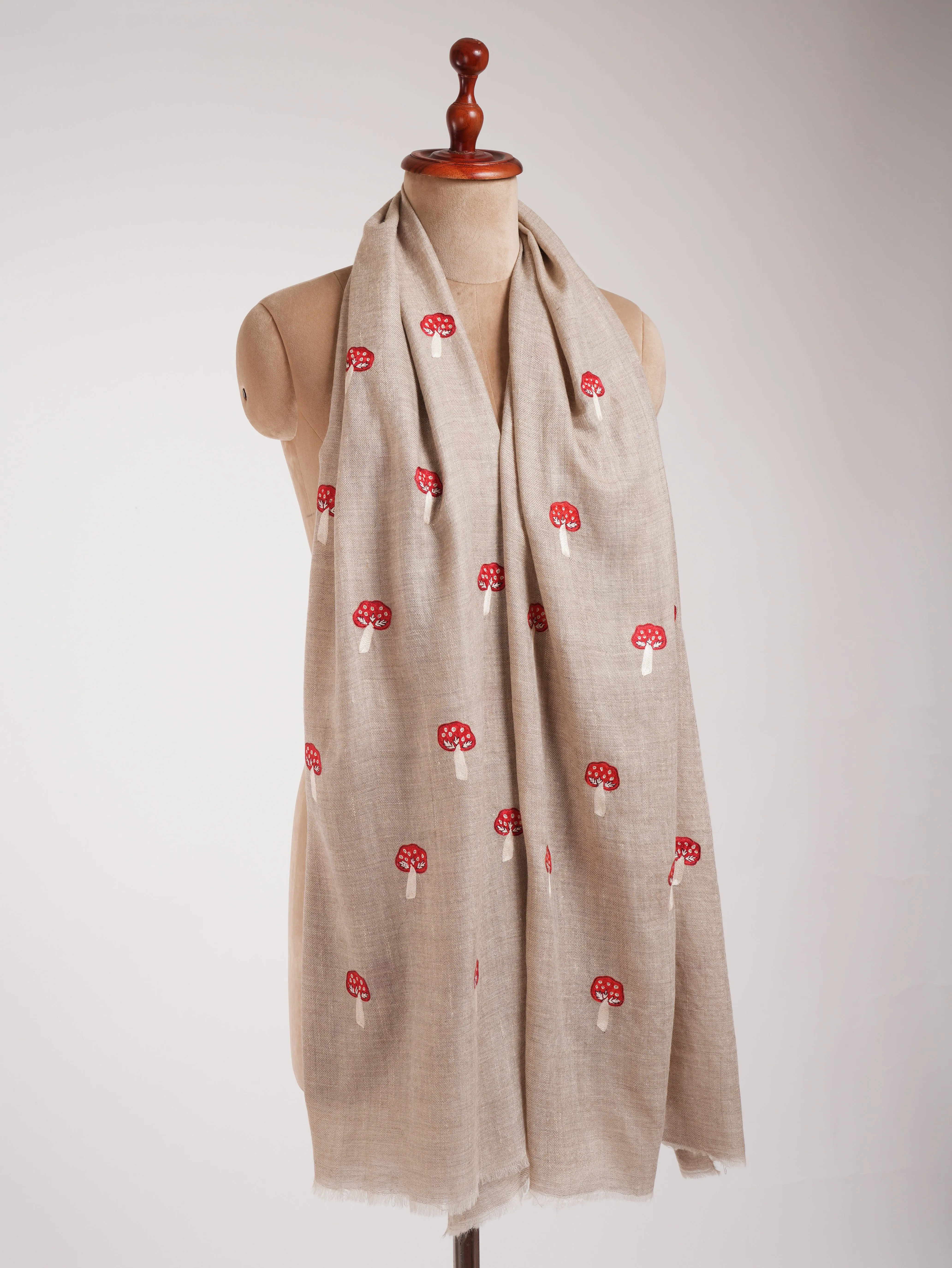 Small Mushrooms Cashmere Scarf - SHERIDAN