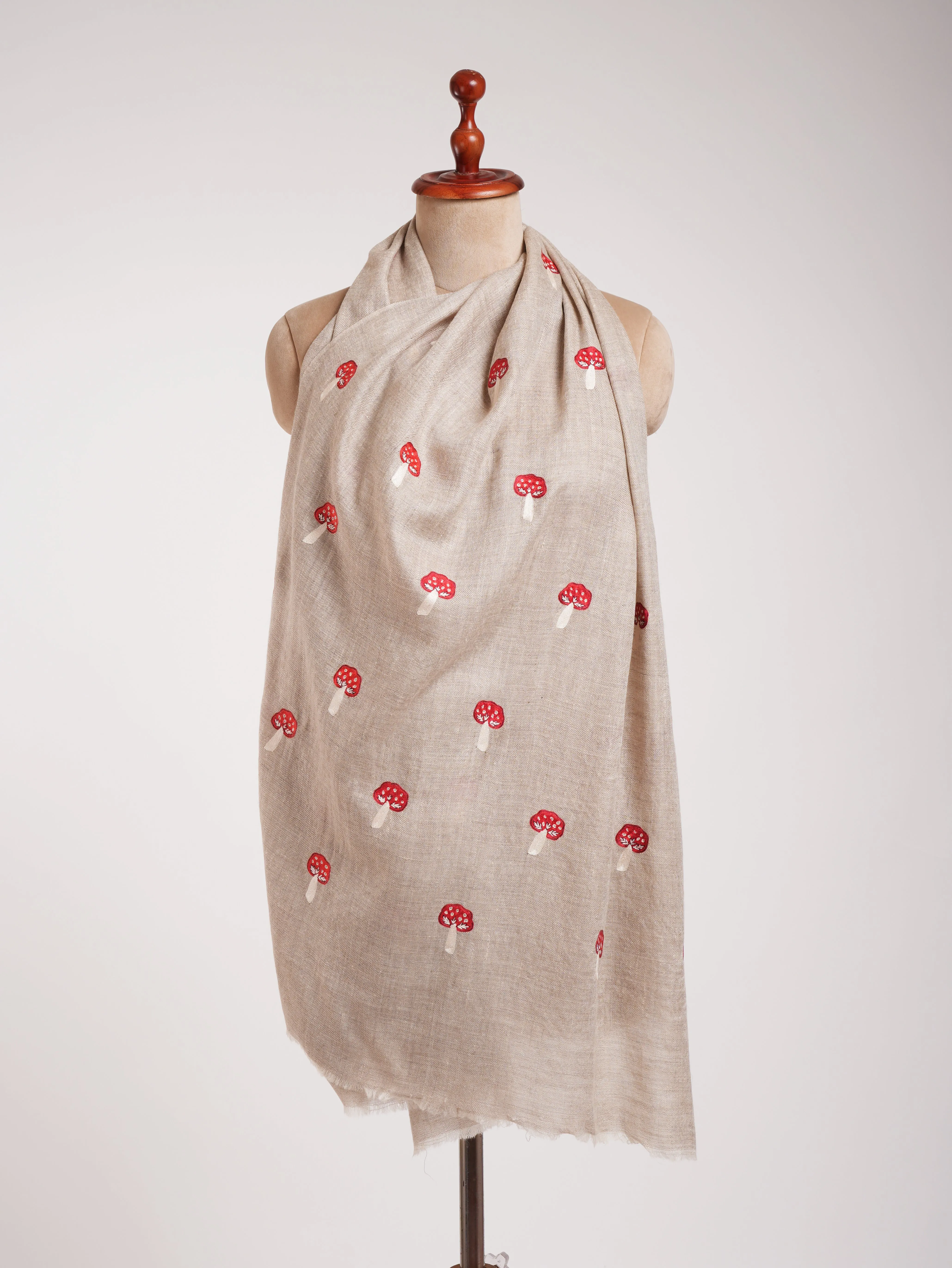 Small Mushrooms Cashmere Scarf - SHERIDAN