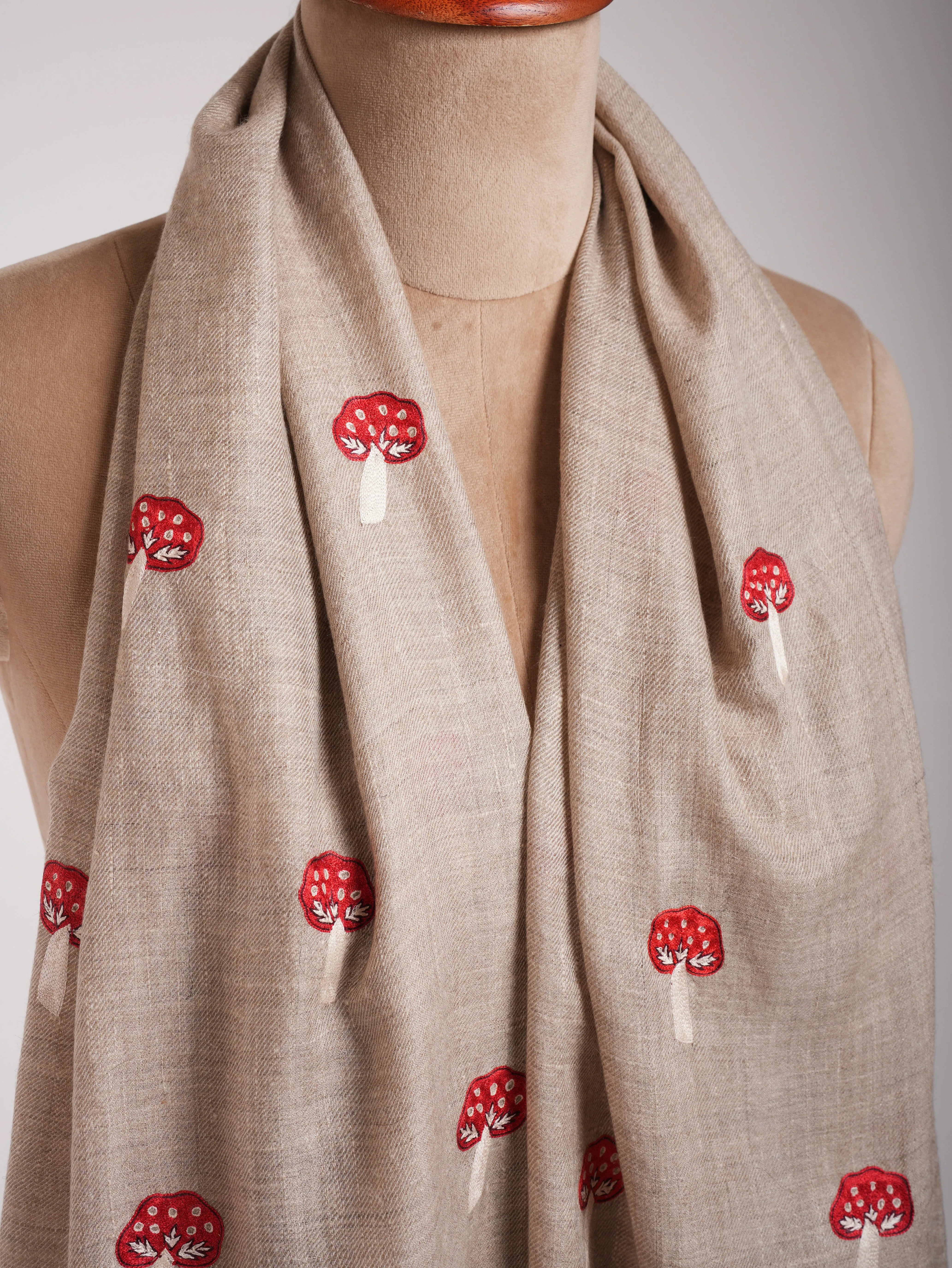 Small Mushrooms Cashmere Scarf - SHERIDAN