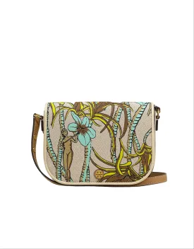 Tory Burch Cream Brown Climbing Palms Emerson Printed Canvas Crossbody