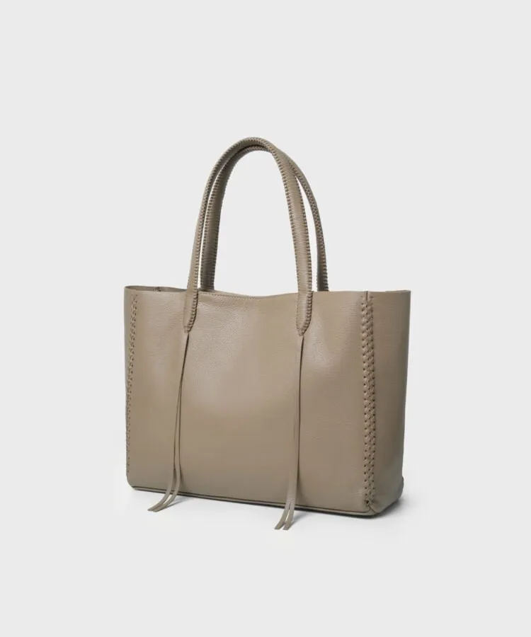 Tote Medium Grained Leather Taupe