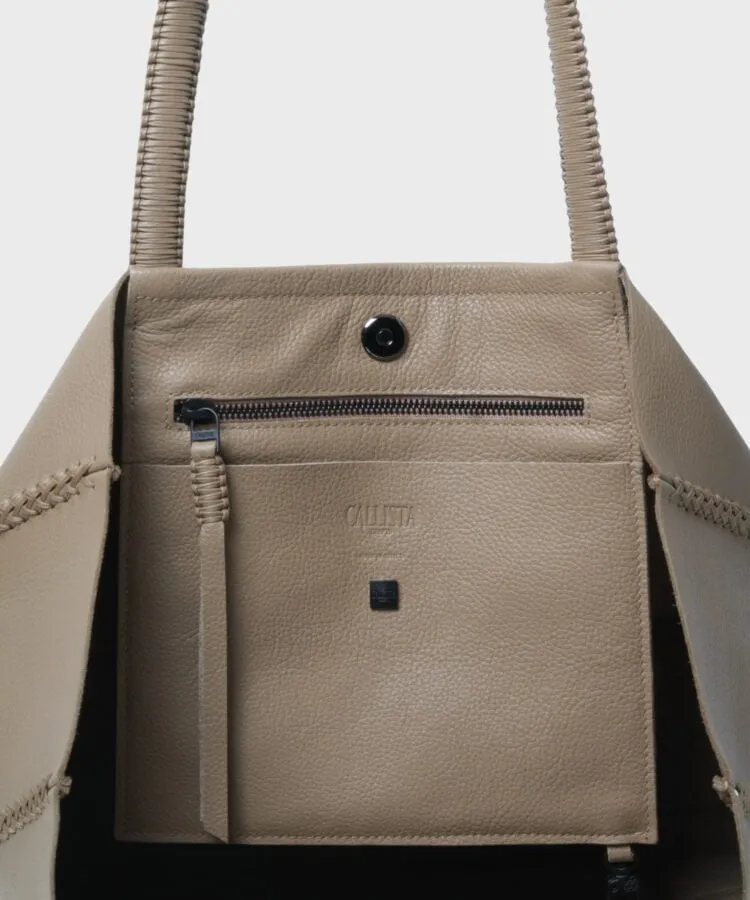 Tote Medium Grained Leather Taupe