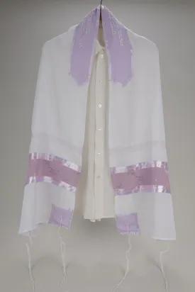 Violet Floral Decorated Prayer Shawl Tallit for Women, Bat Mitzvah Tallit, Tallit for Girl, Tallit for Women