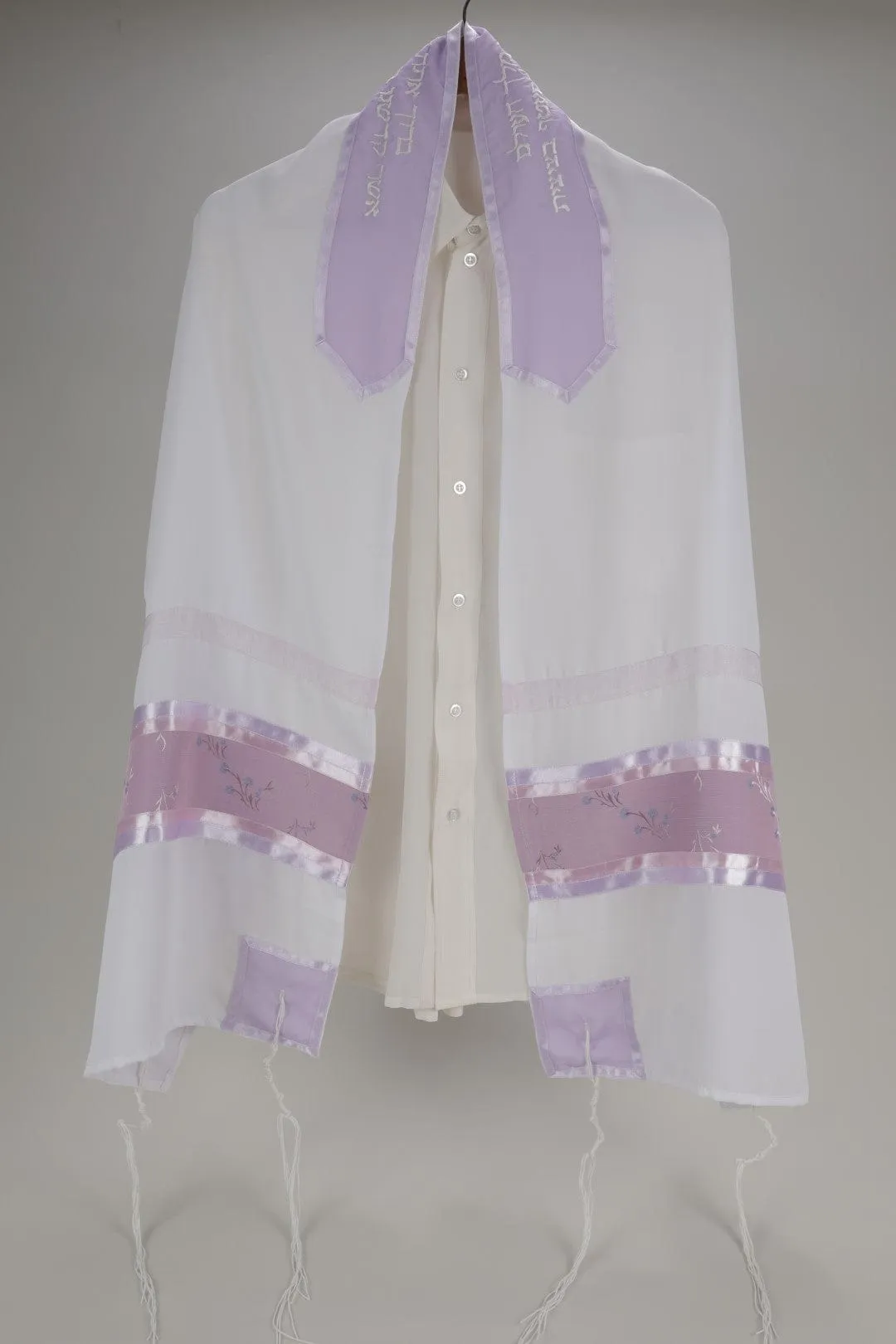 Violet Floral Decorated Prayer Shawl Tallit for Women, Bat Mitzvah Tallit, Tallit for Girl, Tallit for Women