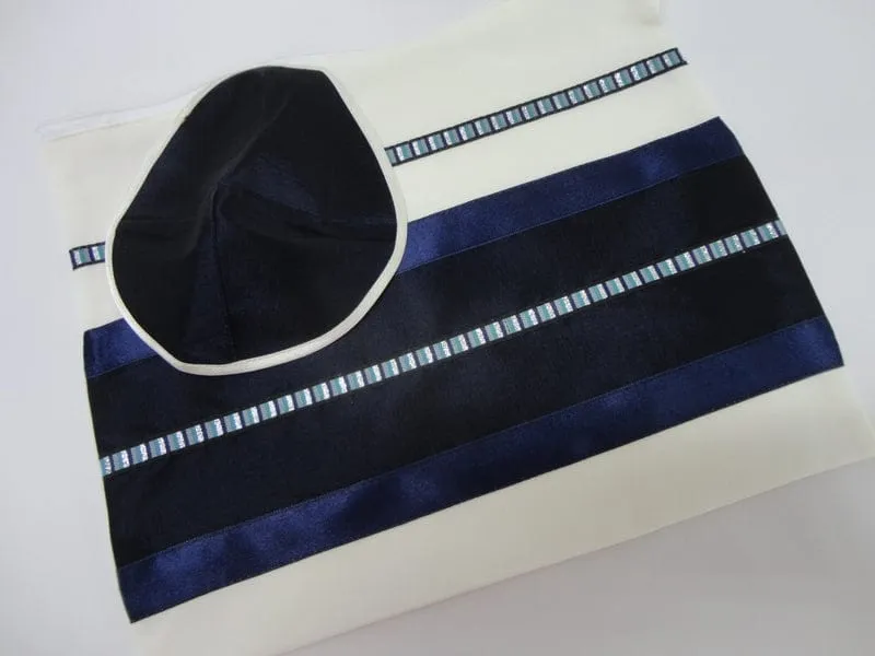 White and Blue Tallit, Bar Mitzvah Tallit Set, Tallit Prayer Shawl, Custom Tallit, Modern Tallit, Contemporary Tallit, Tzitzit