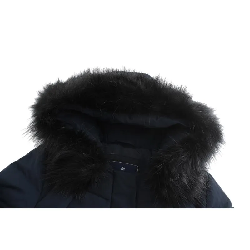 Women's Down Jacket with Contrast Faux Fur Trim