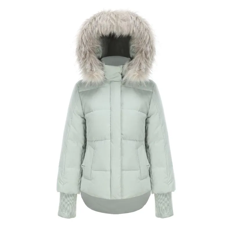 Women's Down Jacket with Curved Hem