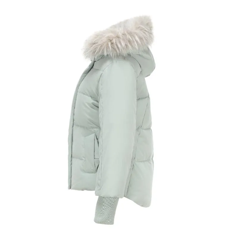 Women's Down Jacket with Curved Hem