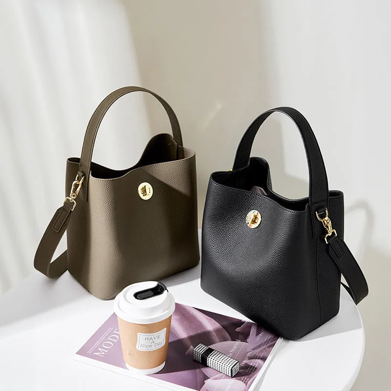 Women's Leather Bucket Style Shoulder Bag