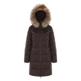 Women's Mystic Mixed Quilting Goose Down Jacket with Genuine Racoon Fur Trim