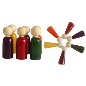 Wooden Peg Dolls 12 PCS Toy for Kids Vegetable (Colored 12)