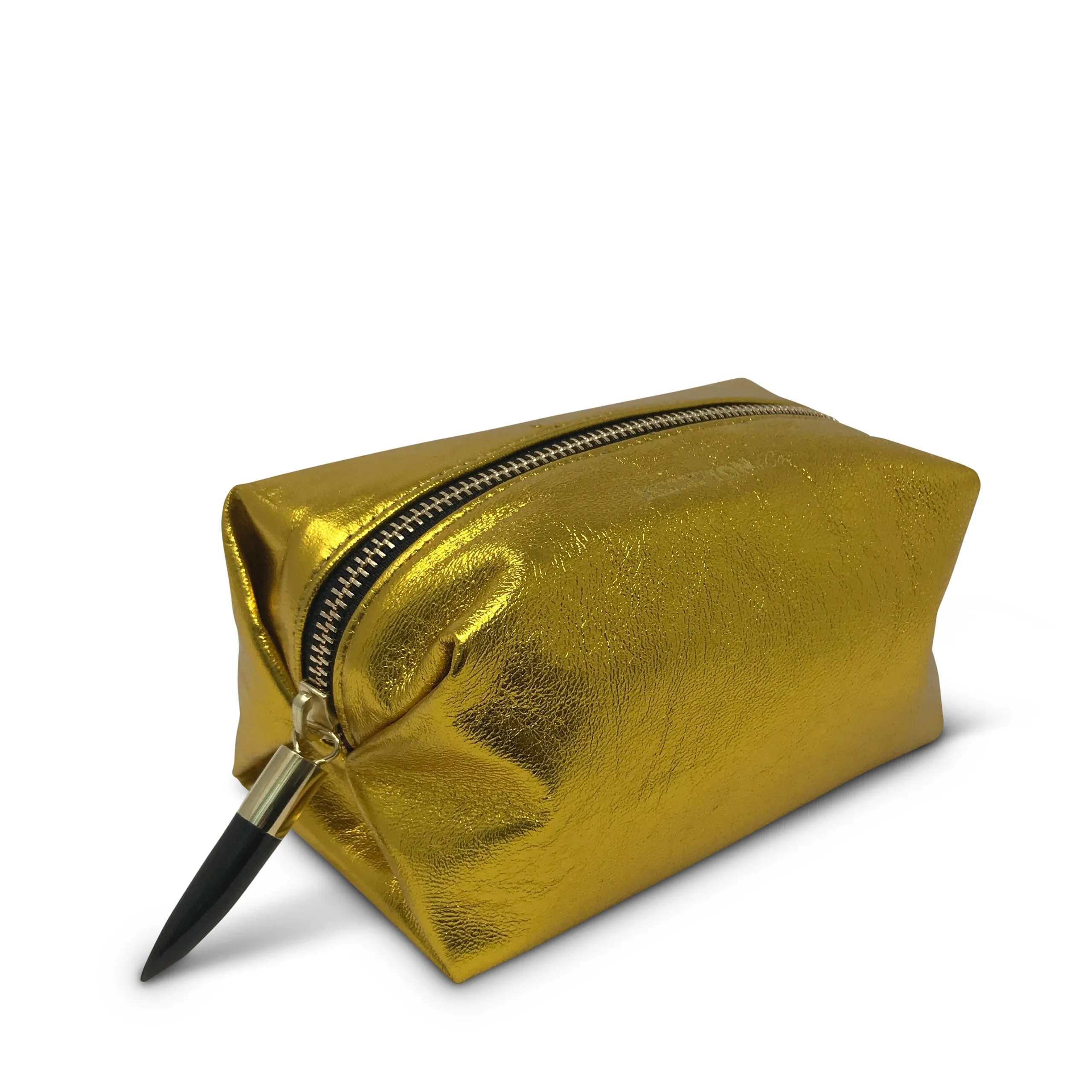 Yellow Foil Lambskin Cosmetic Case